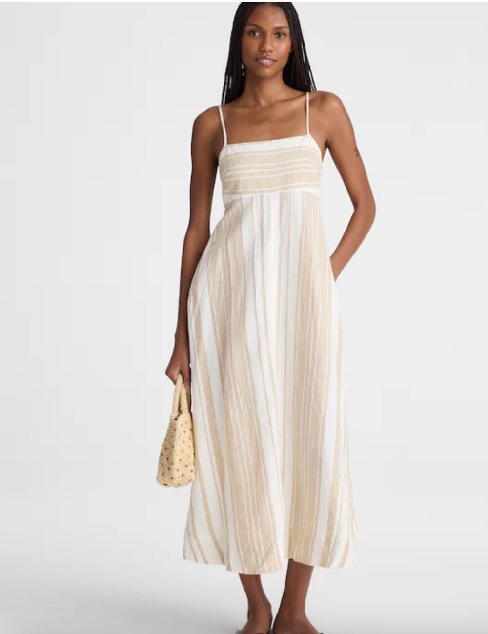 Madewell Empire-Waist Midi Dress Large NEW 100% Linen
